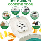 AIRNEX Collapsible Small Compost Bin with Lid - 1 Gallon Compost Bucket Food Waste Caddy Made of Wheat Straw - Odorless Counter Top Compost Bin for Kitchen with 20 Compost Bags and 2 Carbon Filters
