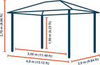 TOOLPORT Hardtop Gazebo 10x13 ft with Aluminum Frame and Approx. 8 mm Polycarbonate Roof - Side Panels in Champagne