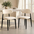 UVV Dining Chairs Set of 4, Metal Kitchen Chairs with Modern Fabric Upholstered for Dining Room, Beige