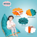 Stuffed Animal Storage Bean Bag Chair Cover, Velvet Turquoise Orange Plush Toy Storage Stuff and Sit Seat for Kids/Teens/Adults, 52" x 31" Extra Large Triangle Sofa, 200L/52Gal, Cover Only