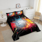Erosebridal Kids Volleyball Comforter Set for Teen Girls Boys Volleyball Bedding Set Full Grunge Hippie Tie Dye Bedding Comforter Red Blue Fire Water Lightning Quilt Duvet Insert 2 Pillow Cases