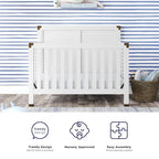 Baby Relax Miles 5-in-1 Convertible Crib, Nursery Furniture, Classic White