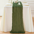 Sioloc 1 Pack Moss Green Cheesecloth Table Runner Fall Autumn Decor for Home 10ft Table Cloth for Tea Wedding Birthday Party Baby Bridal Shower Halloween Thanksgiving