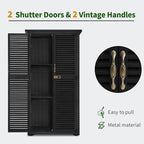 MCombo Outdoor Storage Cabinet, Wooden Storage Shed with Latch, Outside Garden Tool Shed with 2 Doors for Patio Yard Lawn, 0808 (Black, Medium)