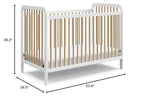 Storkcraft Pasadena 3-in-1 Convertible Crib (White with Driftwood) – GREENGUARD Gold Certified, Converts to Daybed and Toddler Bed, Fits Standard Full-Size Crib Mattress, Adjustable Mattress Height
