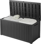 200 Gallon Resin Deck Box, Waterproof Outdoor Storage Bin for Patio Furniture, Pool Accessories, and Garden Tools, Lockable & UV-Resistant, Black