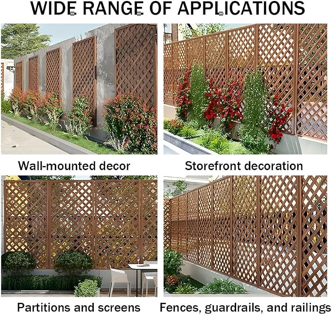 Zfmnoyev Outside Wooden Decorative Fences, Courtyard Edge Fence Board, Decorative Garden Trellis for Climbing Plants, Standing Decorative Privacy Fence Panels for Deck Patio Balcony(30x180cm)