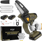 Mini Chainsaw Cordless 5 inch 36Ft/s Brushless Electric Chainsaw Pruning Saw with 21V 5Ah Battery 2PCS PD Fast Charging Batteries & 2 Chains for Tree Branch Wood Cutting Gardening for Men Dad Husband