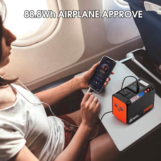 Takki 88.8Wh Portable Power Station Lithium Battery Solar Generator Power Bank with 110V AC Outlet Battery Backup for Camping Home Use Emergency(Solar Panel Optional)