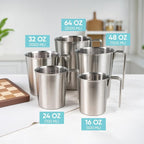 Newness 2-Pack Stainless Steel Measuring Cups Set, Metal Measuring Cup | (3 Marking Including Cup/ML/Oz Scale)(2 & 3 Cup) Metal Measuring Cup with Handle For Prepping, Baking and Cooking, Dishwasher