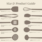 COOK WITH COLOR Silicone Cooking Utensils, Kitchen Utensil Set, Easy to Clean Silicone Kitchen Utensils, Cooking Utensils for Nonstick Cookware, Kitchen Gadgets Set, 10 Pieces, Brown