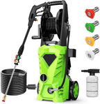 5000PSI Electric Pressure Washer - 2025 New Electric Power Washer with Upgraded 33ft Pressure Washer Hose Reel, Foam Cannon, 4 Nozzle Set, Power Washer for House/Patios/Car/Fence, Green