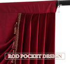 Christmas Red Valance Curtains 110 inches Width, 1 Panel | Heavy Thick Light Blocking Window Drapes, Rod Pocket Waterfall Tassel Swag for Theater, Living Room
