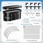 140 Gallons Large Oval Ice Bath Tub for Athletes & Adults, Cold Plunge Tub with Cover, Ice Plunge Tub for Recovery & Cold Water Therapy, Inflatable Ice Bath Barrel for Indoor Outdoor- Black