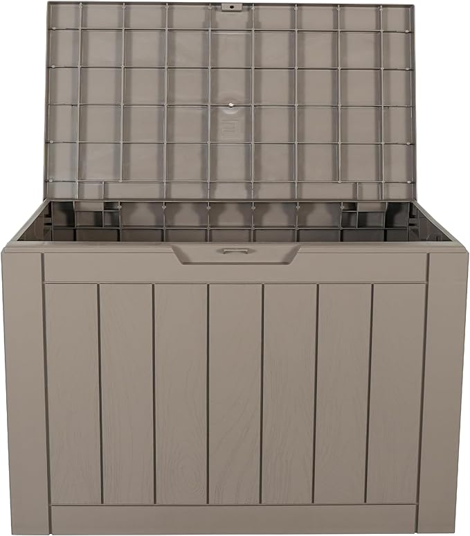 BTEXPERT Indoor Outdoor Storage Box, 30 Gallon Resin Deck Container for Package Delivery Patio Furniture Cushions Garden Tools Pool Sports Equipment UV Resistant Waterproof Lockable