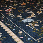 Elegant Traditional Accent Floral Floor Rugs Vintage Rustic Area Rugs for Living Room Bedroom Dinning Room, 55'' x 79'', Navy Blue