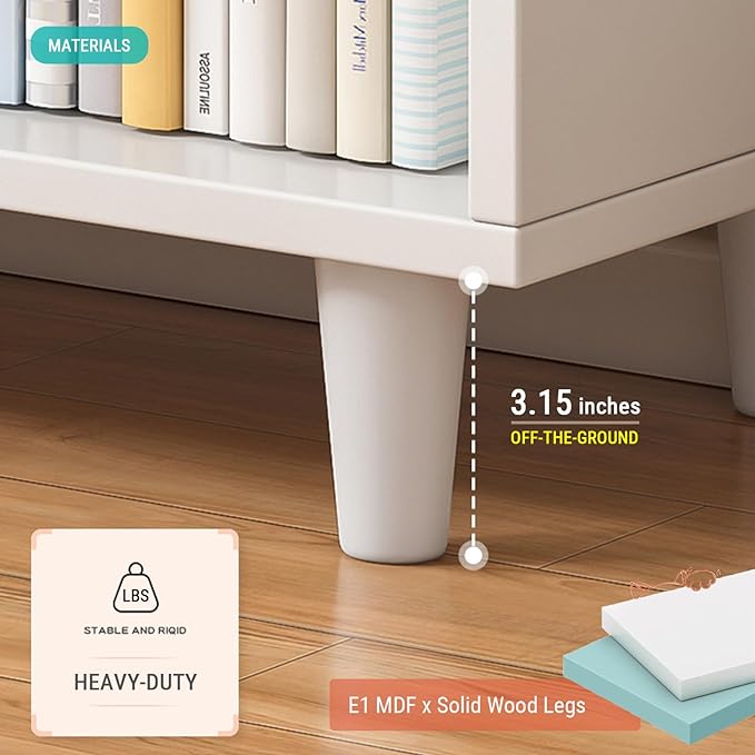Wooden Cube Bookcase with Legs - 3-Tier Open Shelf Kidsroom Cabinet Organizer Sorted Storage for Toys and Books, 9-Cube Lattice Cute Cubby Bookshelf, White Mixed Mocha Brown, 55" W