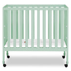 Jett Non-Full Size Folding Convertible Crib, Lightweight Portable Crib, Three Adjustable Mattress Height Settings, Easy to Fold Travel Crib, 1.5” Mattress Pad Included
