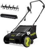 Sun Joe Corded Dethatcher & Scarifier with 13.2-Gal Bag, 15-Inch Cutting Width, 13-Amp Motor - Heavy-Duty Yard Trimmer for Gardening Care and Lawn Maintenance, AJ805E