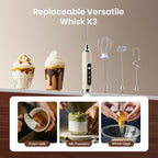 YUSWKO Beige Milk Frother Wand for Coffee, Handheld Coffee Frother, Rechargeable Drink Mixer, Waterproof Electric Whisk