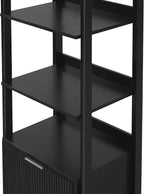 Walker Edison Modern Narrow Open Bookshelf Bottom, 22 Inch, One-Drawer Black