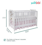 Suite Bebe Celeste 3 in 1 Convertible Island Crib, Wood and Acrylic, White