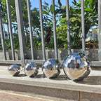 304 Stainless Steel Gazing Ball Sculptures Diamond Decoration Mirror Hollow Metal Ball Ornament Statues Gazing Globe for Home Garden (8 inch)