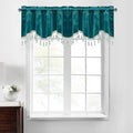 Teal Tassel Velvet Valances Curtains 52x18 Inch 2 Panels | Super Soft Thick Fabric, Privacy Light Dimming Window Drapes for Living Room, Bedroom, Kitchen, Bathroom, Rod Pocket