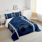 Feelyou Kids Soccer Ball Game Comforter Set Full Size Rugby Sports Bedding Set for Boys Girls Teens Bedroom Decor Football Comforter Football Lover Duvet Set with 2 Pillow Case