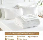 Twin Size Kids Comforter Set 6 Piece White Tufted Bedding Set for Boys Girls Jacquard Tufts Embroidery Bed in A Bag Quilt with 1 Comforter, 1 Flat Sheet, 1 Fitted Sheet, 1 Pillowcase and 2 Pillow Sham