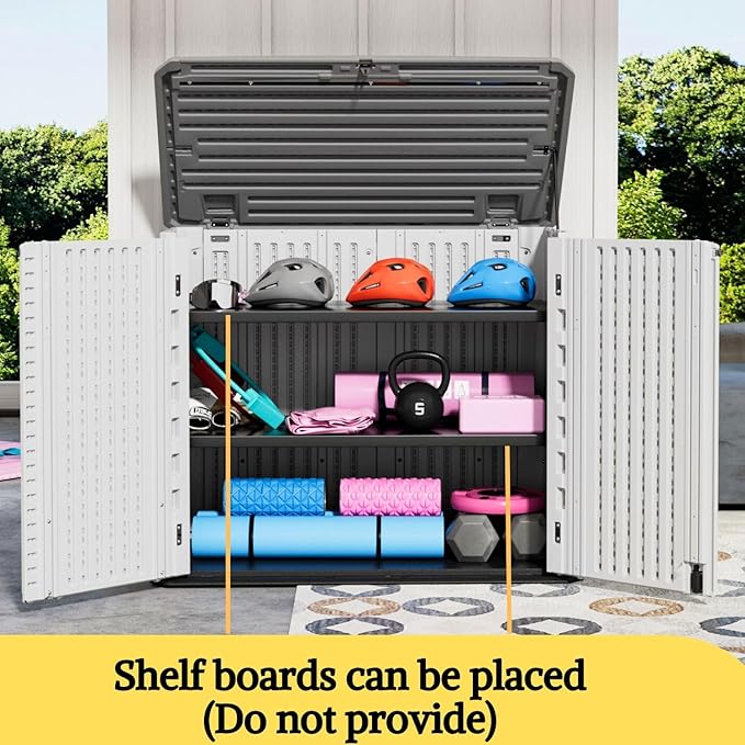 ZZM 4x2.5 FT Outdoor Storage Shed, Resin Waterproof Storage Cabinet for Garden Tools with Lockable Lid,Latch (White)