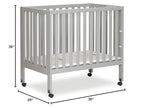 Jett Non-Full Size Folding Convertible Crib, Lightweight Portable Crib, Three Adjustable Mattress Height Settings, Easy to Fold Travel Crib, 1.5” Mattress Pad Included