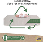 Delta Children Emery Mini Convertible Baby Crib with 2.75-inch Mattress, Bianca White & Serta SleepTrue Mini Crib Mattress, Premium Sustainably Sourced Fiber Core