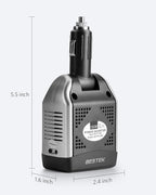 BESTEK 150W Power Inverter 12V to 110V Voltage Converter Car Charger Power Adapter with 2 USB Charging Ports (3.1A Shared) (150W)