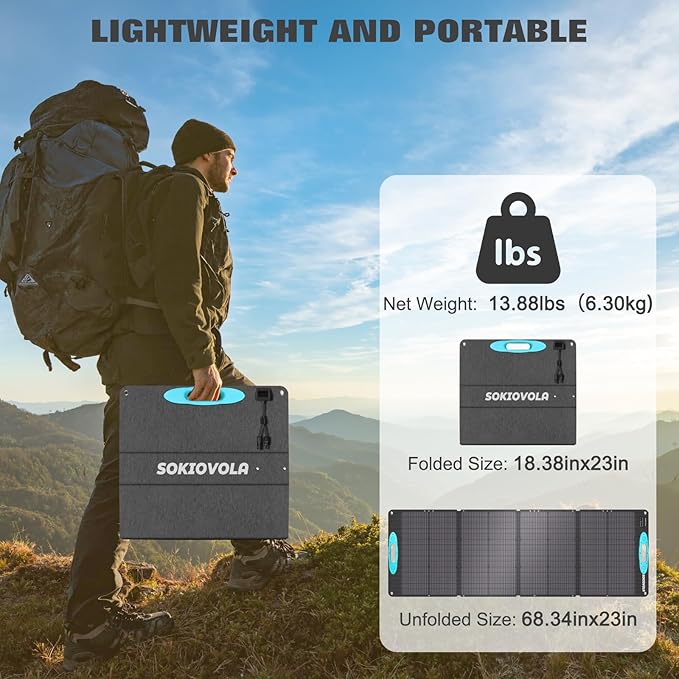 160W 18V Portable Solar Panels for Power Station,25% High Conversion Efficiency ETFE Foldable Solar Panel Charger with Adjustable Kickstand Solar Panel for Camping Outdoor RV Trailer Car