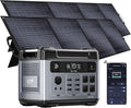 OUKITEL P2001 Plus 2400W Solar Generator with 2x200W Solar Panels, 2048Wh Solar Power Station with 4 AC Outlets(5000W Peak), 1.5H Full Charging, APP Control Battery Backup for Home, Camping & RVs