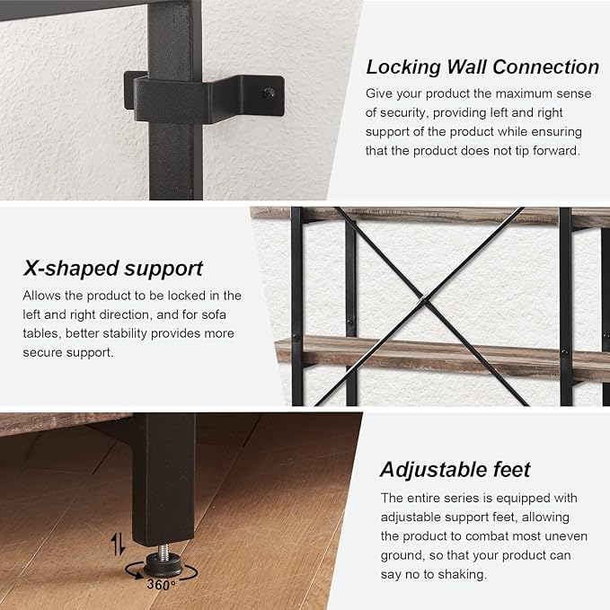 HOMISSUE Bookshelf,6-Tier Tall Bookshelf Industrial Bookcase and Bookshelves,Rustic Storage Rack with Open Shelves for Living Room Bedroom and Kitchen