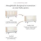 Babyletto Hudson 3-in-1 Convertible Crib with Toddler Bed Conversion Kit in White and Washed Natural, Greenguard Gold Certified