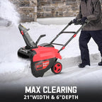 PowerSmart 80V 21-Inch Cordless Single Stage Snow Blower, 6.0Ah Battery&Charger