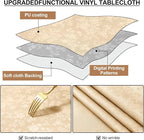 Smiry Rectangle Waterproof Heavy Duty Vinyl Tablecloths, 52 x 70 Inch | Wipeable Washable Floral Embossed Table Cover for Kitchen and Dining Room, Indoor & Outdoor Use, Champagne