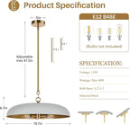 LamQee 20 Inch Oversized Large Pendant Lights, 3-Lights Gray and Gold Modern Dome Chandelier, Nordic Metal Pendant Lighting Fixture Ceiling Hanging for Kitchen Island, Dining Room Over Table, Bar