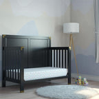 Baby Relax Miles 5-in-1 Convertible Crib, Solid Pine Wood, Black