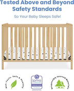 Delta Children Heartland 4-in-1 Convertible Crib, Natural + Twinkle Galaxy Crib and Toddler Mattress (Bundle)