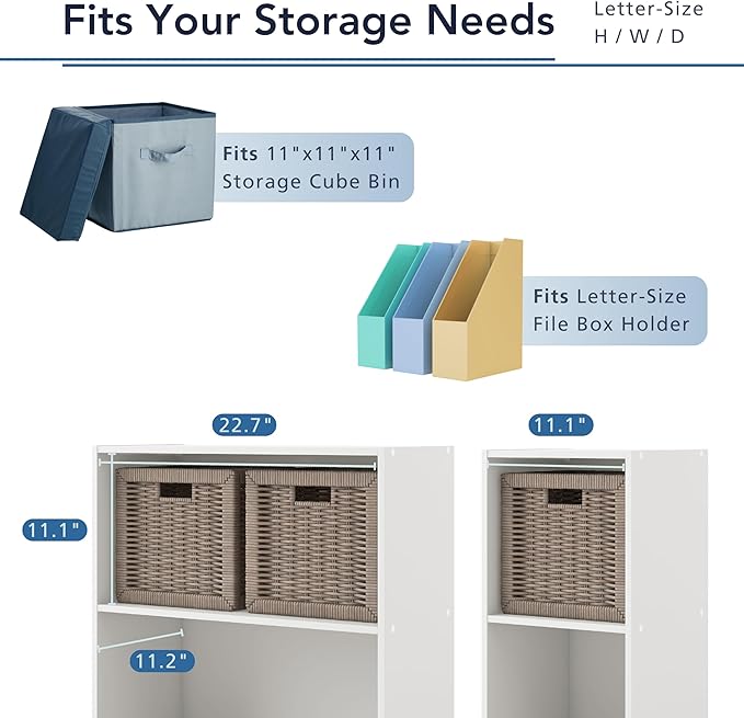 Apexa 4-Tier Cube Storage Organizer Shelves, Stackable Wood Bookcase Fits Cubby Bins for Organization, Dorm Teen Room Decor & Home Office, Steel Blue