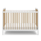 Storkcraft Pasadena 3-in-1 Convertible Crib (White with Driftwood) – GREENGUARD Gold Certified, Converts to Daybed and Toddler Bed, Fits Standard Full-Size Crib Mattress, Adjustable Mattress Height