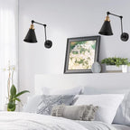 JONATHAN Y JYL7462A-SET2 Rover 7" Farmhouse Industrial Adjustable Arm Metal LED Wall Sconce Rustic Bohemian 2700K 4W Bulb for Entryway Lobby Kitchen Bathroom Bedroom Hallway, Black (Set of 2)