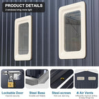 Metal Storage Shed 10x10 FT Large Outdoor Tools House with Unique Clear Roof Skyview Windows Air Vents Door for Garden Patio Lawn Backyard to Store Bikes,Lawnmower,Garage,Dark Grey