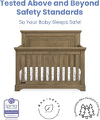 Delta Children Simmons Kids Paloma 4-in-1 Convertible Crib, Greenguard Gold Certified, Rustic Acorn