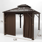 Gazebo Universal Replacement Privacy Curtain – Hugline 10' x 12' Gazebo Side Wall Outdoor Privacy Panel with Zipper (Brown)