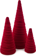 Your Heart's Content Red Velvet Trees Set of 3, Winter Wedding Centerpiece, Valentine Tabletop Tree Decor, Cozy Handmade Romantic Home Decor, Bookshelf Accent, Gift for (Red)